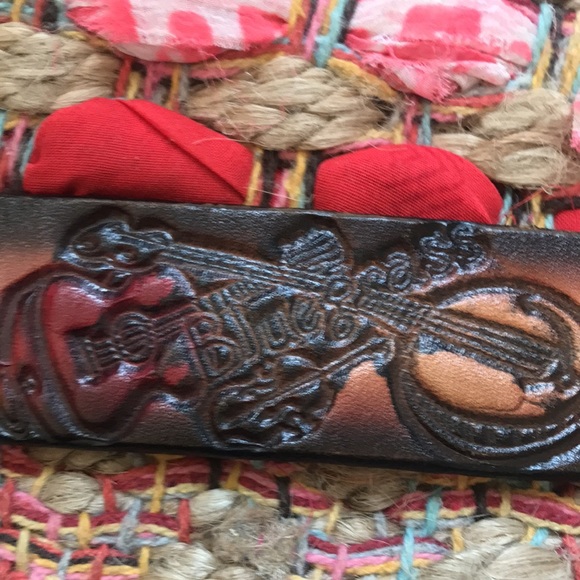 Blue Grass Leather stamped belt banjo guitar - Picture 4 of 8